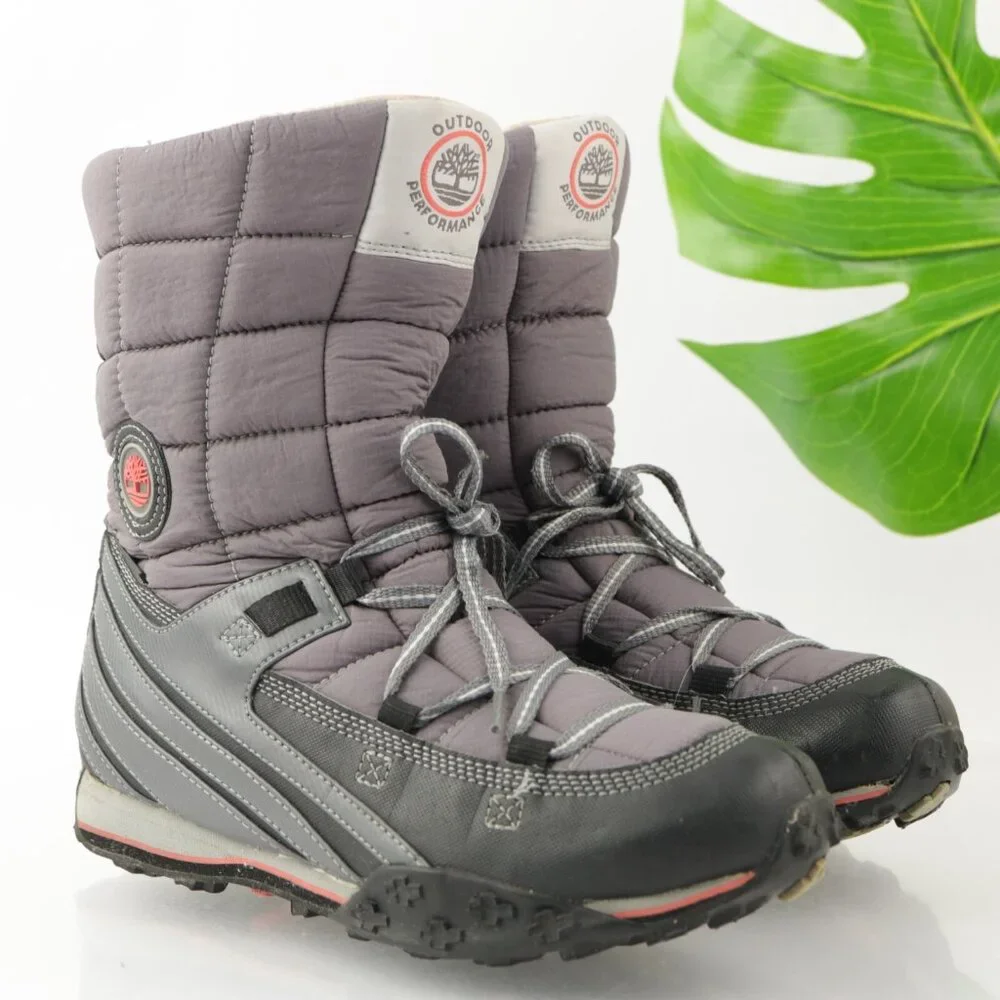 Timberland Womens Winter Boot Size 8.5 Waterproof Gray Quilted‎ Insulated Snow